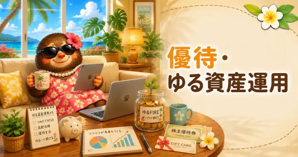 「株主優待とゆる資産運用をテーマにした母モグラのアイキャッチ画像